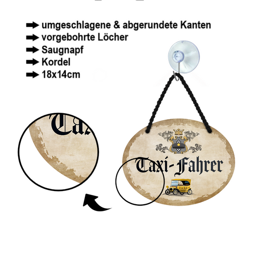 Blechschild ''Taxi Fahrer'' 18x14cm