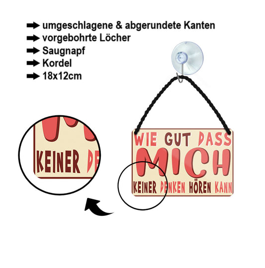 Blechschild ''Wie gut dass mich keiner denken hören kann'' 18x12cm