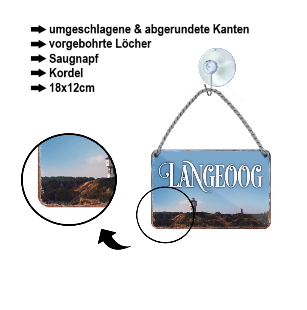 Blechschild ''Langeoog'' 18x12cm