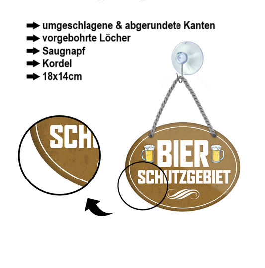 Blechschild ''Bier Schutzgebiet'' 18x14cm