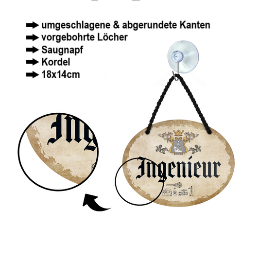 Blechschild ''Ingenieur'' 18x14cm