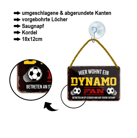 Blechschild ''Dynamo Fan Schwarz'' 18x12cm