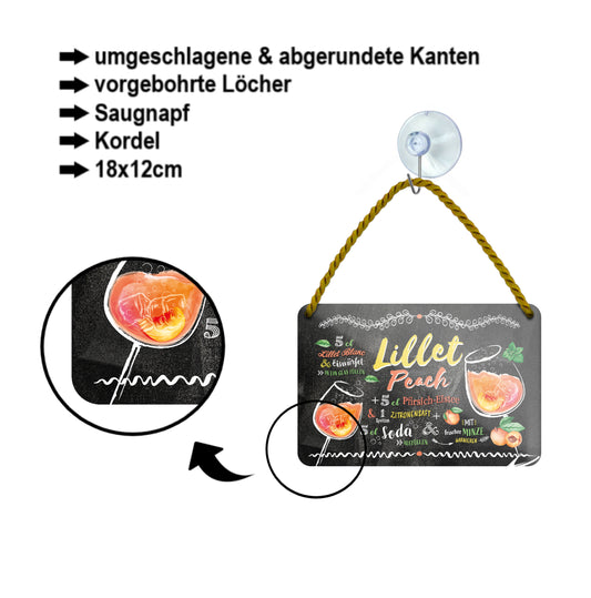 Blechschild ''Lillet Peach'' 18x12cm