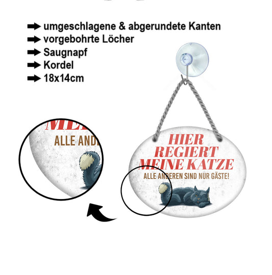 Blechschild ''Hier regiert meine Katze'' 18x14cm