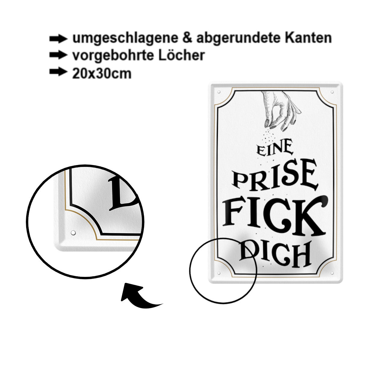 Blechschild ''Eine Prise fick dich'' 20x30cm