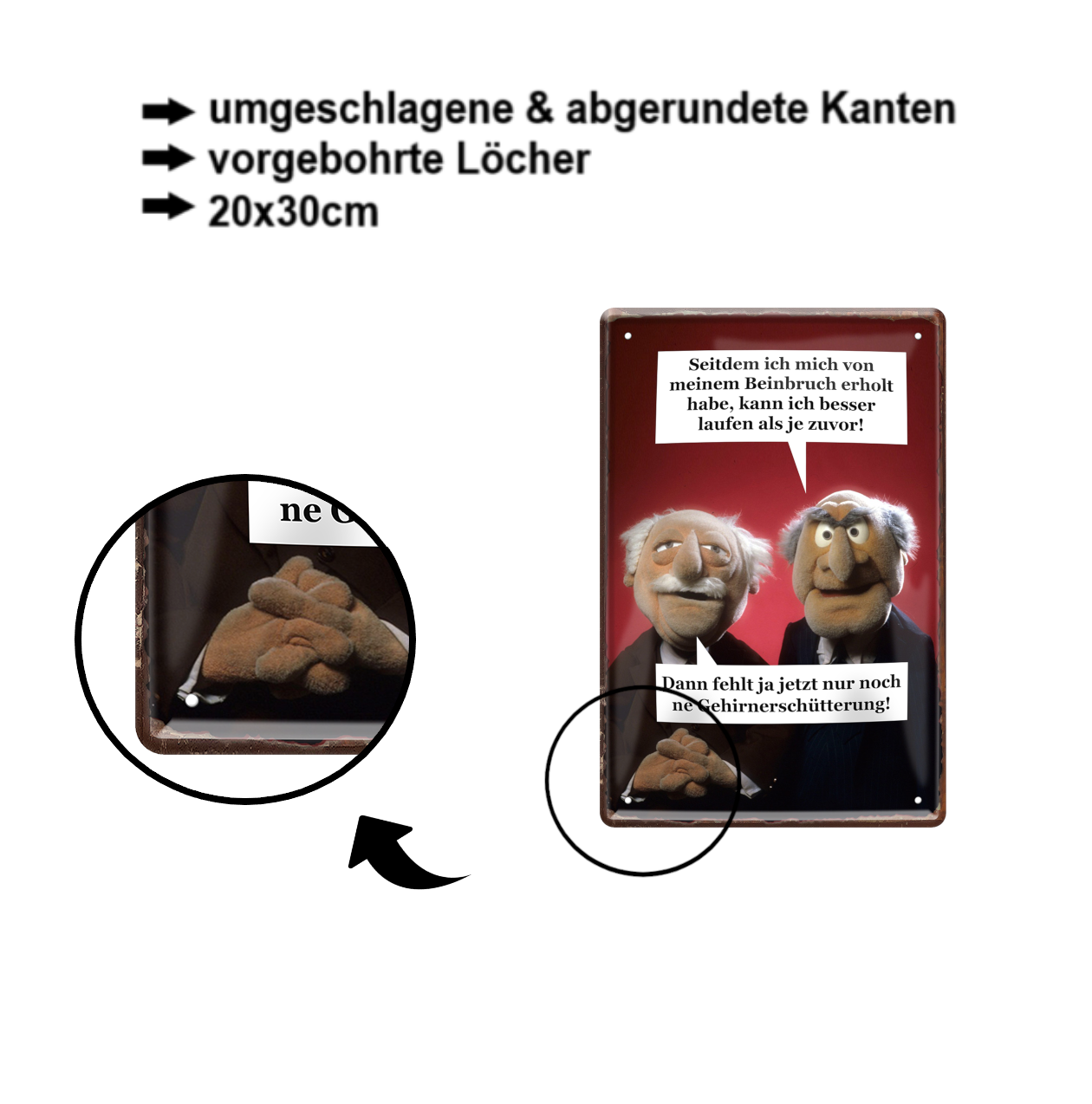 Blechschild ''Seitdem ich mich vom Beinbruch erholt habe'' 20x30cm