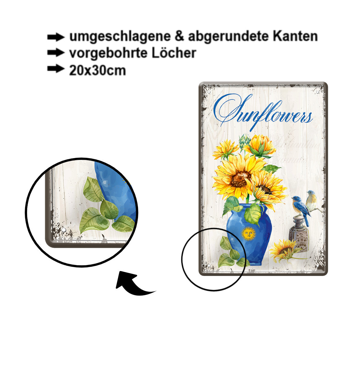 Blechschild ''Sunflowers'' 20x30cm
