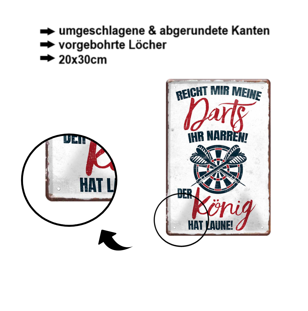 Blechschild ''Darts König'' 20x30cm