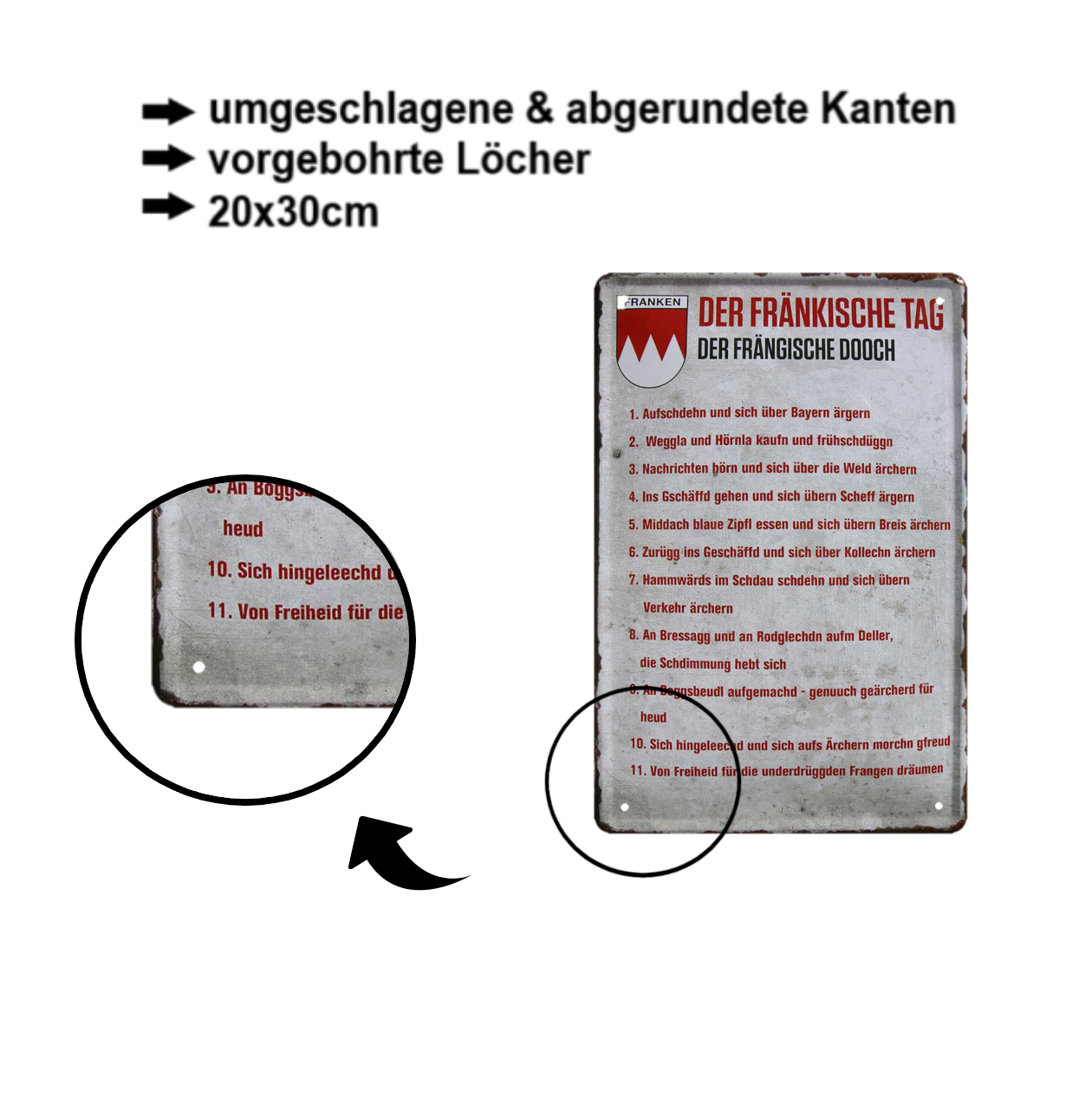 Blechschild ''Der Fränkische Tag'' 20x30cm