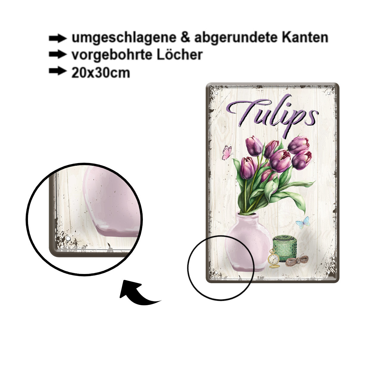 Blechschild ''Tulips'' 20x30cm