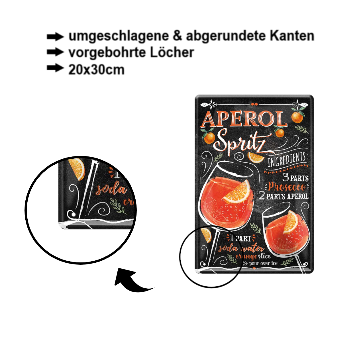 Blechschild ''Aperol Spritz'' 20x30cm