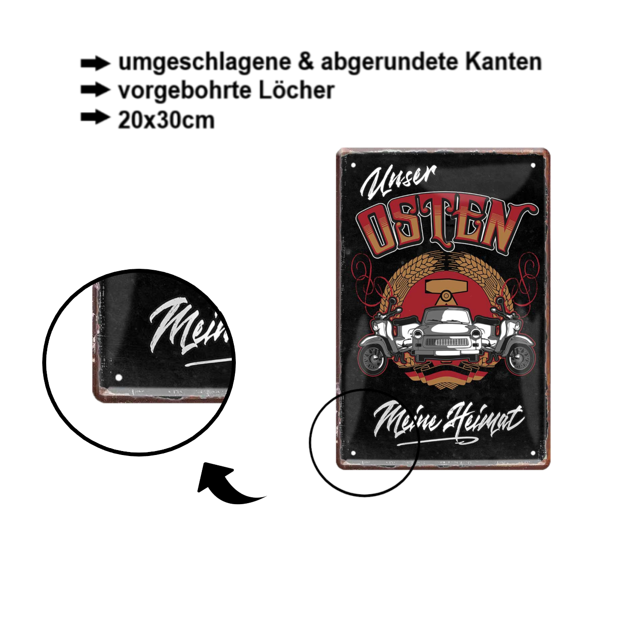 Blechschild ''Unser Osten, meine Heimat'' 20x30cm