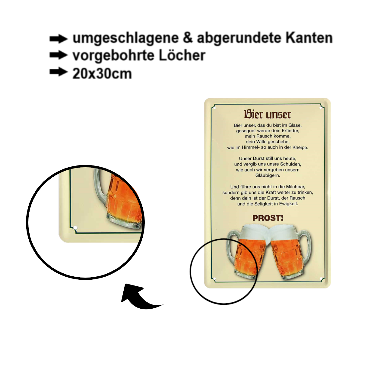 Blechschild ''Bier unser''20x30cm