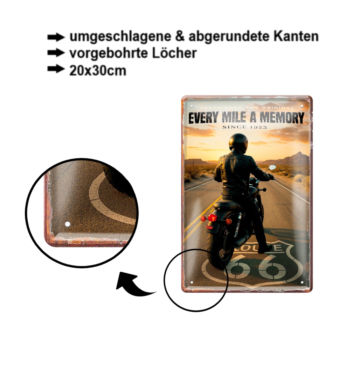 Blechschild ''Every mile a memory Route 66'' 20x30cm