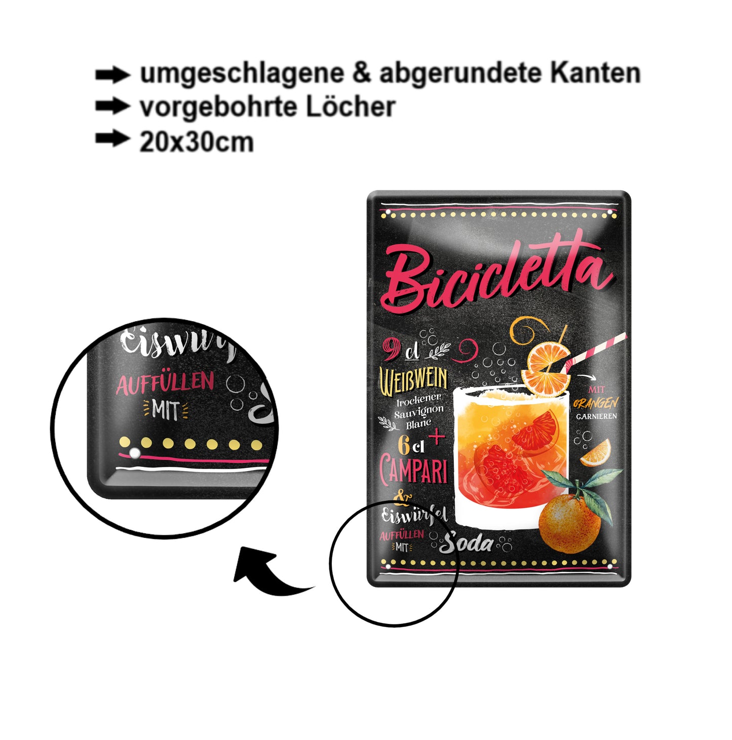 Blechschild ''Bicicletta'' 20x30cm