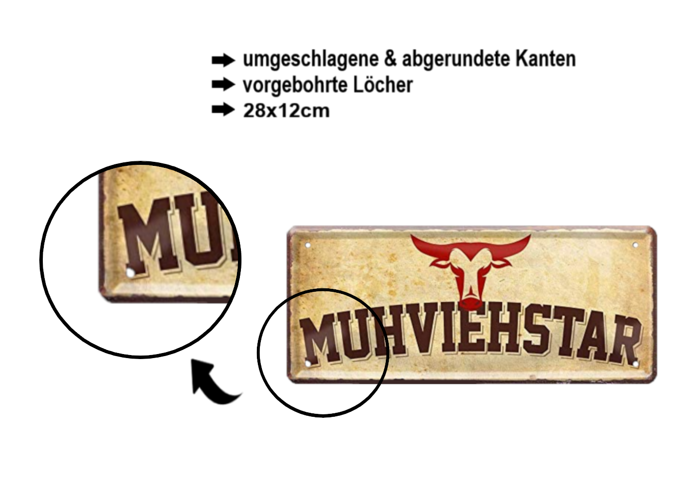 Blechschild ''Muhviehstar'' 28x12cm