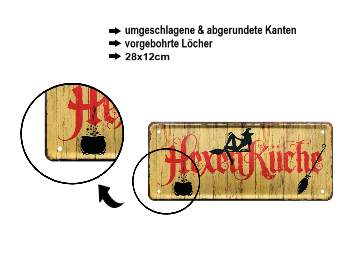 Blechschild ''Hexenküche'' 28x12cm
