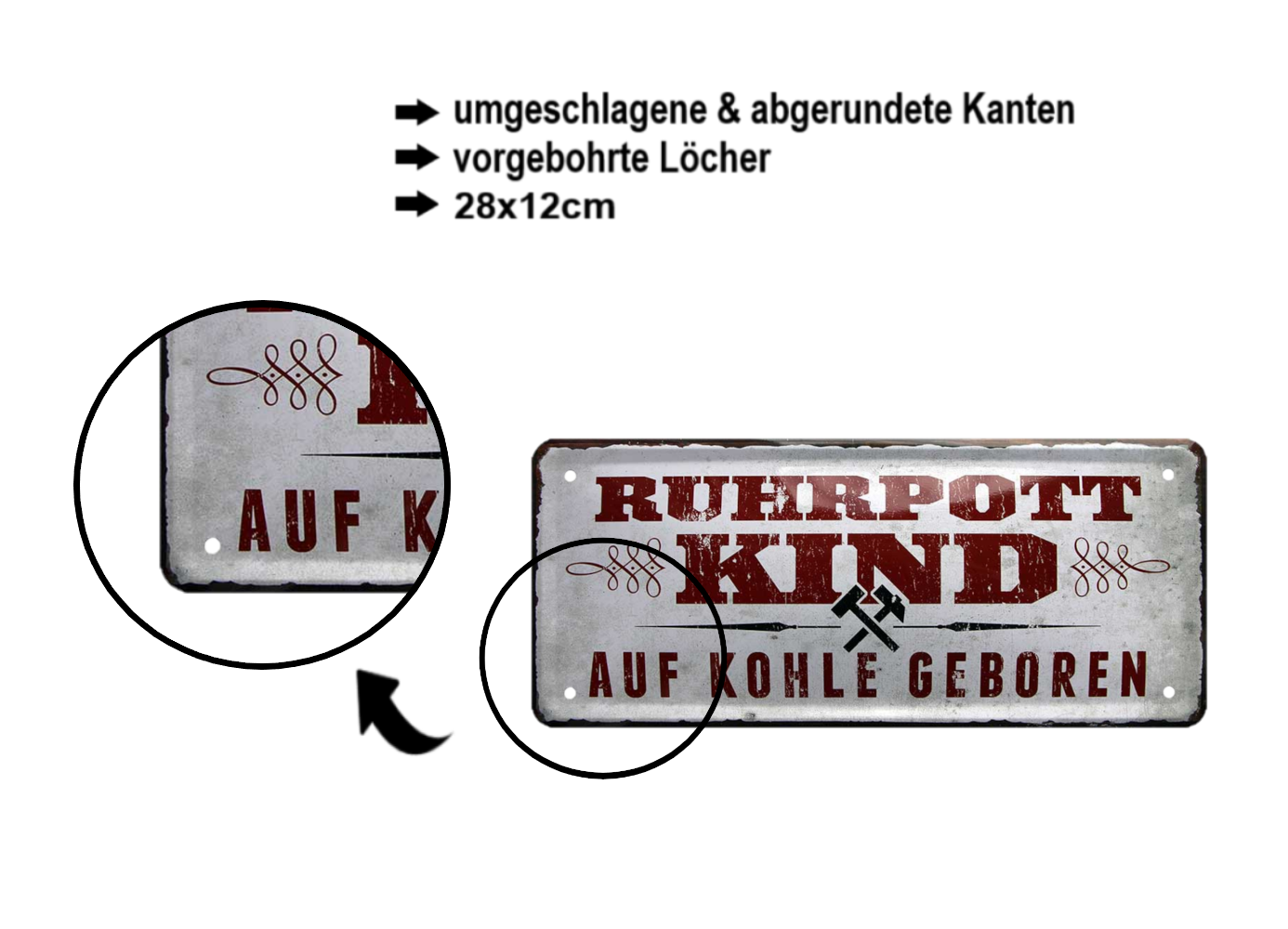 Blechschild ''Ruhrpott Kind'' 28x12cm