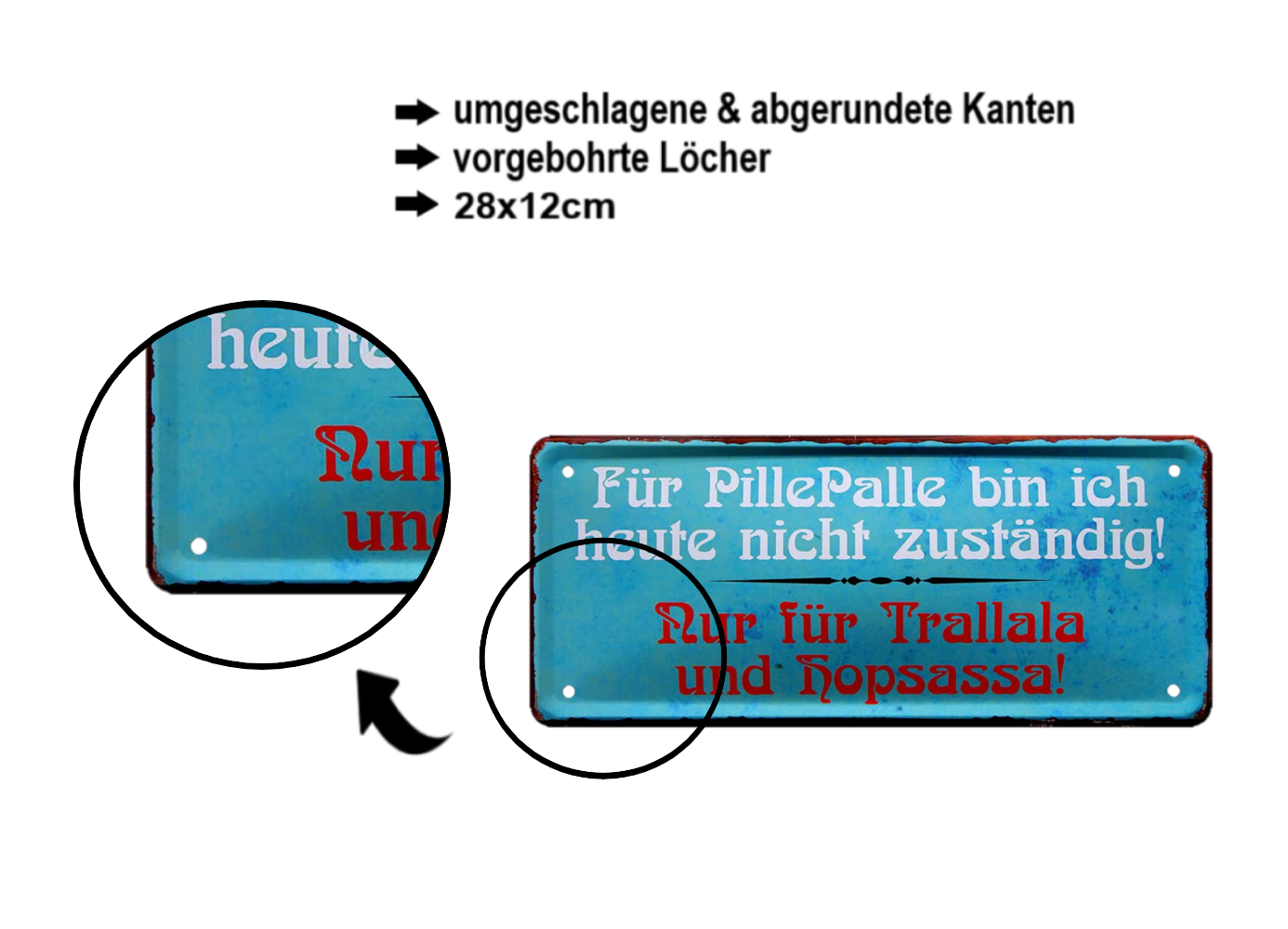 Tin sign "I'm not responsible for PillePalle today" 28x12cm