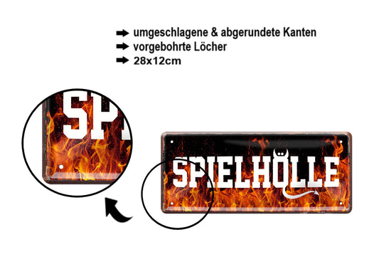Blechschild ''Spielhölle'' 28x12cm