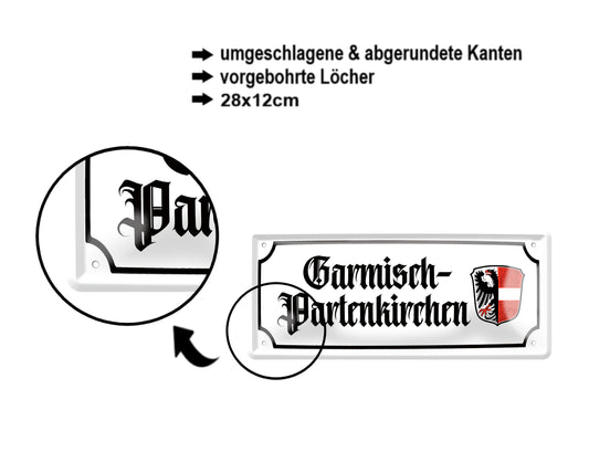 Blechschild ''Garmisch-Partenkirchen (wappen)'' 28x12cm