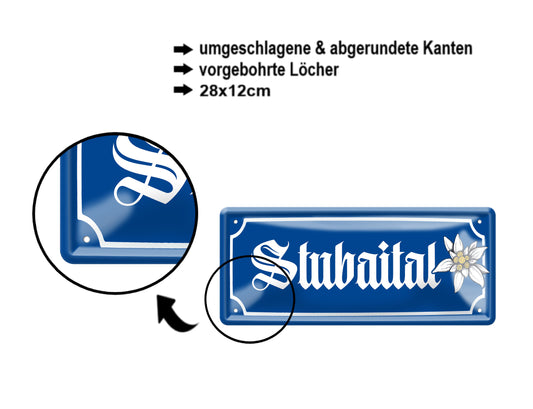 Blechschild ''Stubaital'' 28x12cm