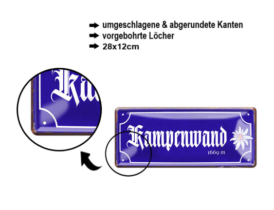Blechschild ''Kampenwand'' 28x12cm