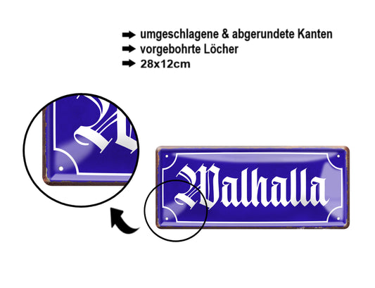 Blechschild ''Walhalla (blau)'' 28x12cm