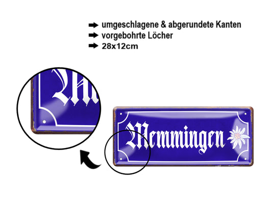 Blechschild ''Memmingen'' 28x12cm