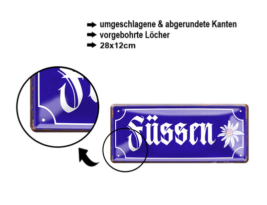 Blechschild ''Füssen'' 28x12cm