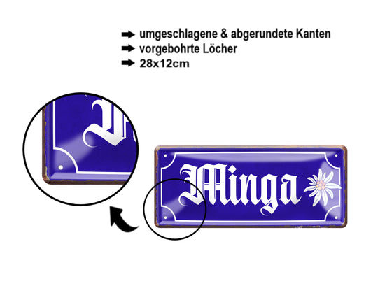 Blechschild ''Minga'' 28x12cm
