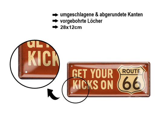 Blechschild ''Get your kicks on Route 66'' 28x12cm