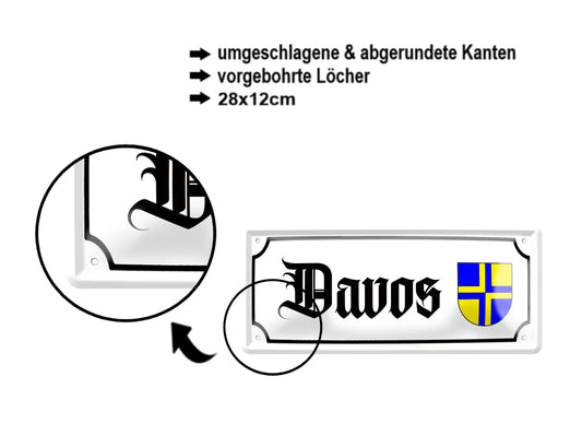 Blechschild ''Davos (wappen)'' 28x12cm