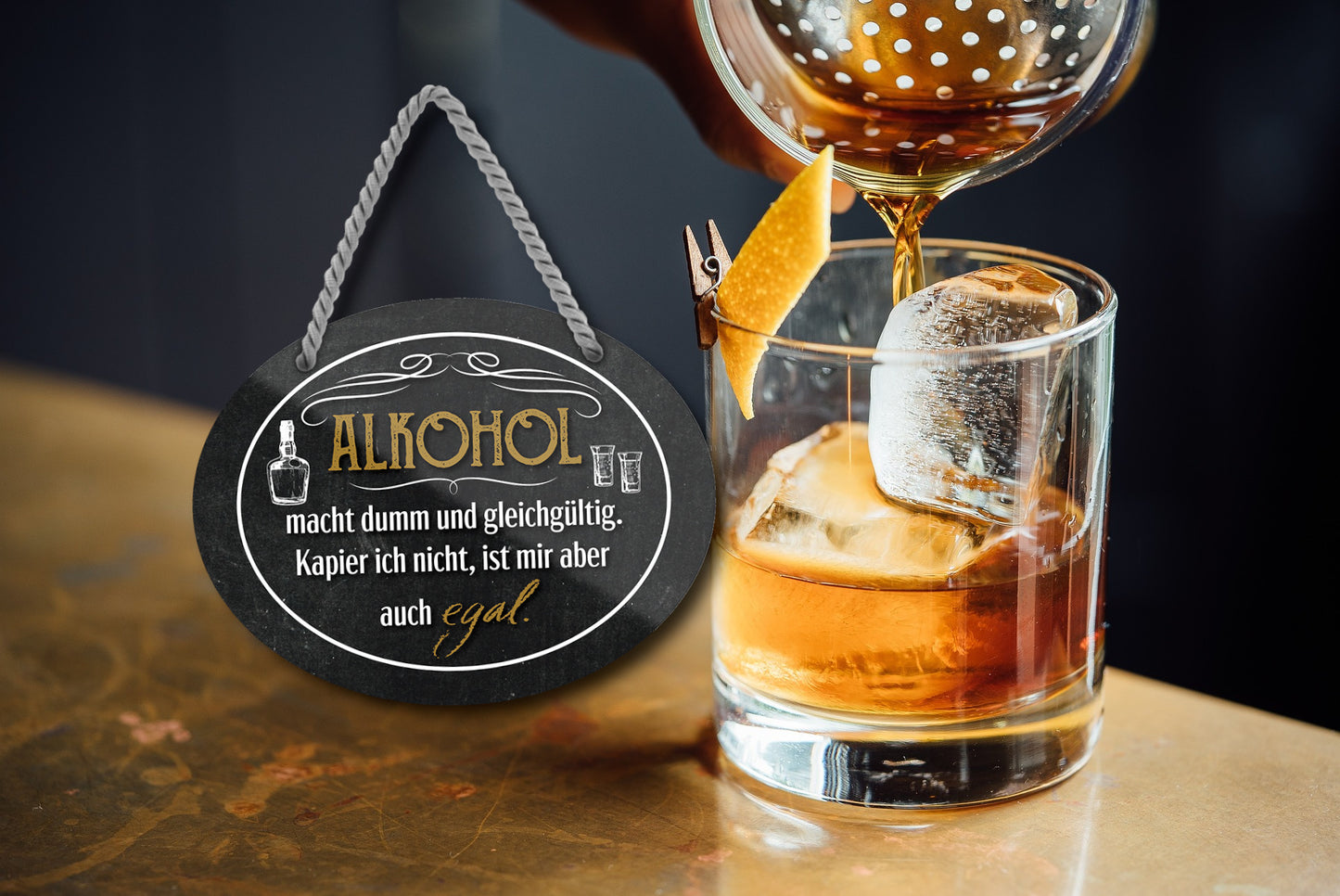 Blechschild ''Alkohol macht dumm.. ist mir egal'' 18x14cm