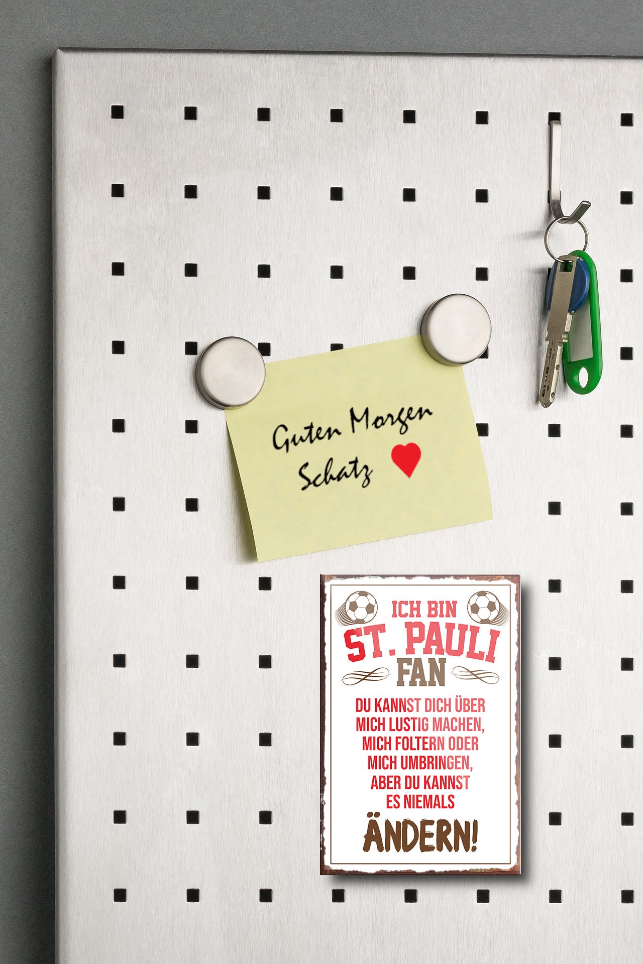 Magnet ''ST. Pauli Fan (roter text)'' 9x6x0,3cm