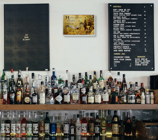 Blechschild ''Rebenblut macht frohen Mut'' 20x30cm