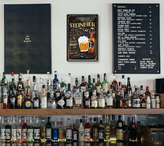 Blechschild ''Steinbier bernsteinfarben'' 20x30cm