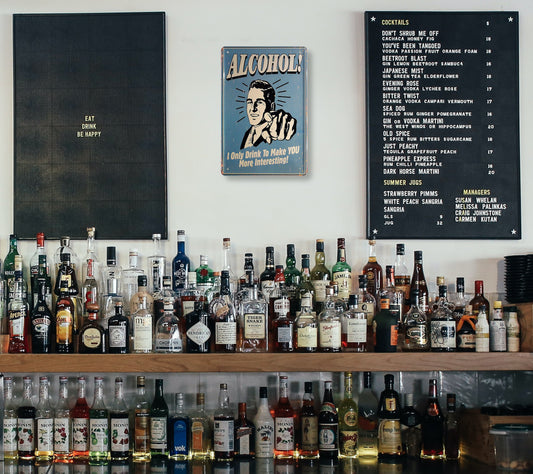 Blechschild ''Alcohol. i only drink to make YOU'' 20x30cm