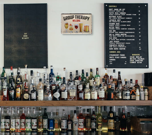 Blechschild ''Group therapy Welcome (Alkohol)'' 20x30cm