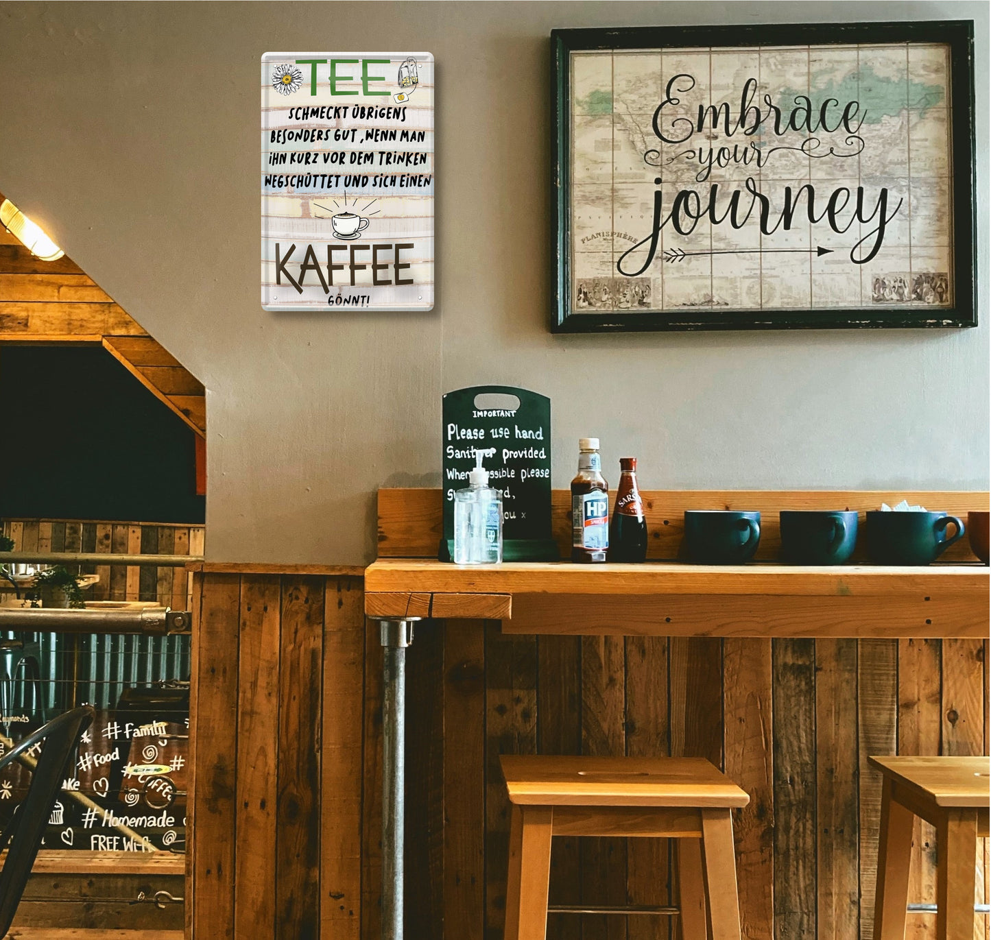 Blechschild ''Tee schmeckt... Kaffee gönnt'' 20x30cm