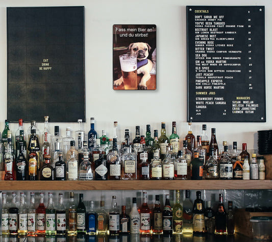 Blechschild ''Fass mein Bier an (Mops Bier)'' 20x30cm