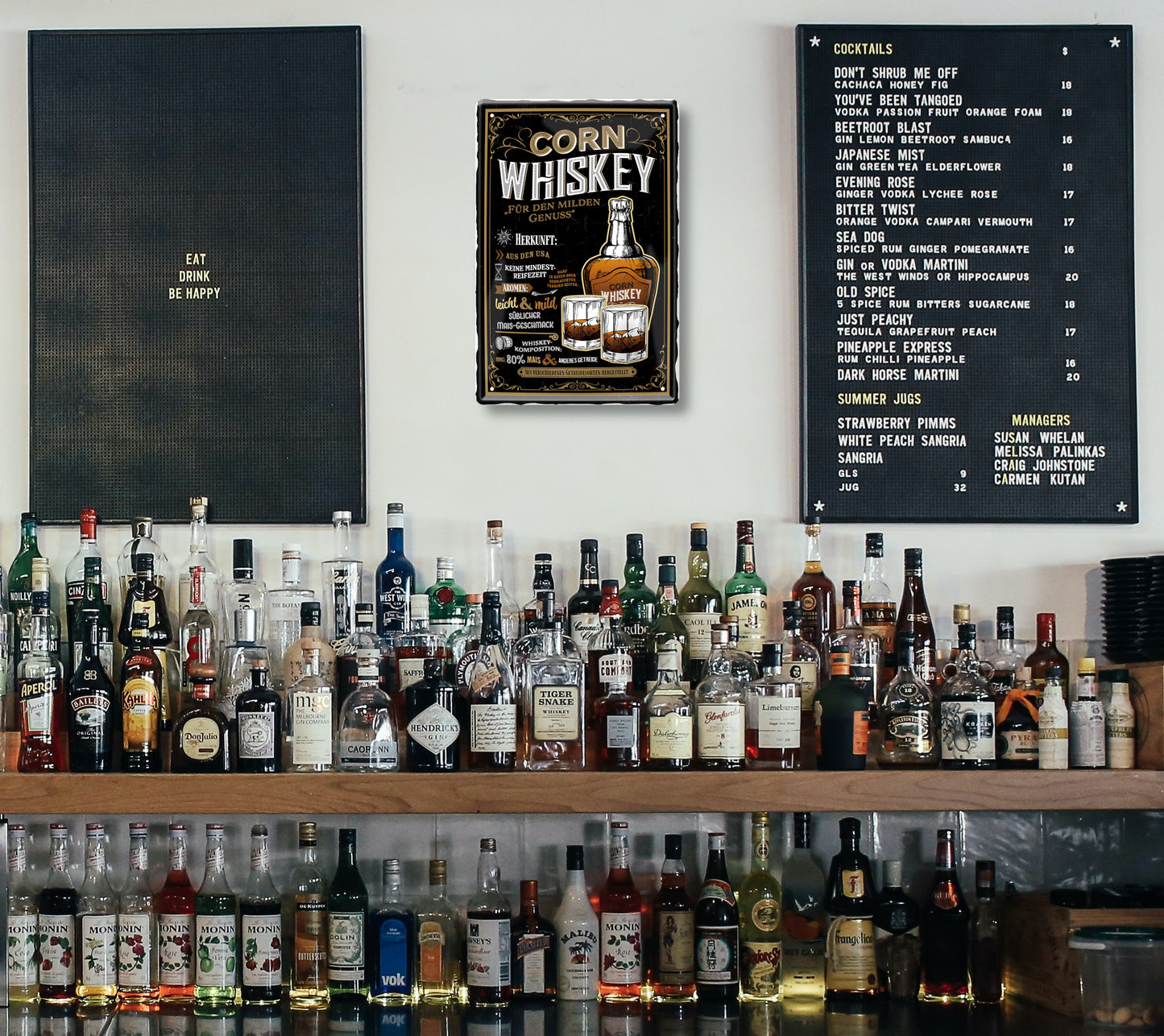 Blechschild ''Corn Whiskey (heller Flaschenhals)'' 20x30cm