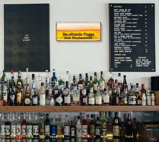 Blechschild ''Die offizieller Flagge zum Wochenende'' 28x12cm