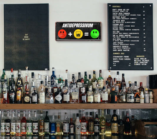 Blechschild ''Antidepressivum Whiskey'' 28x12cm
