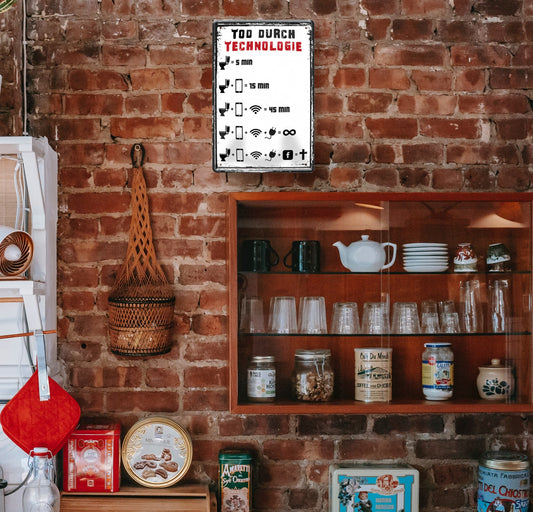 Blechschild ''Tod durch Technologie'' 20x30cm