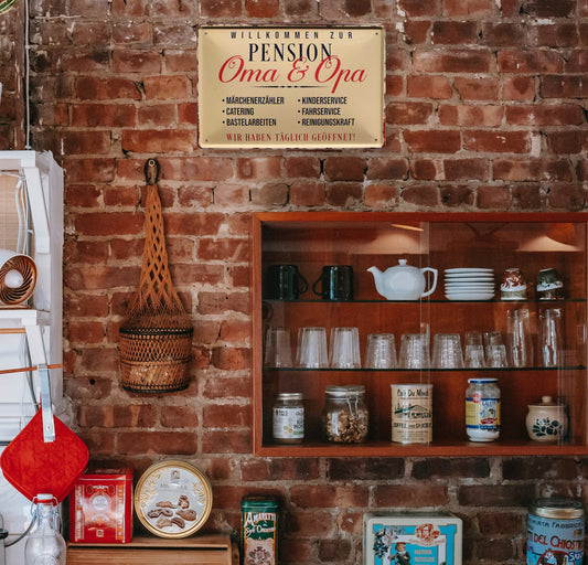 Tin sign "Pension Grandma & Grandpa" 20x30cm