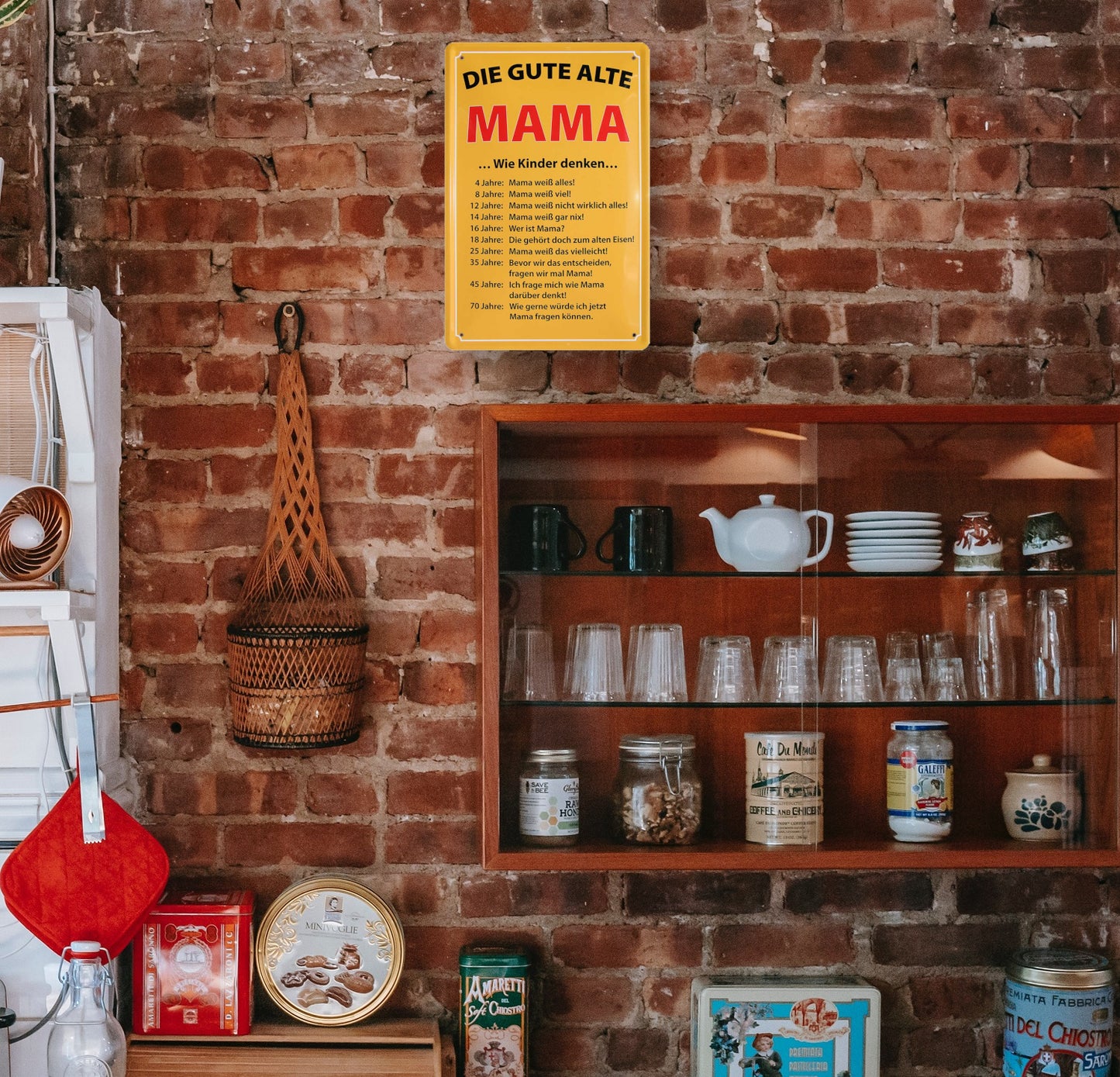 Blechschild ''Die gute alte Mama.. Wie Kinder denken'' 20x30cm