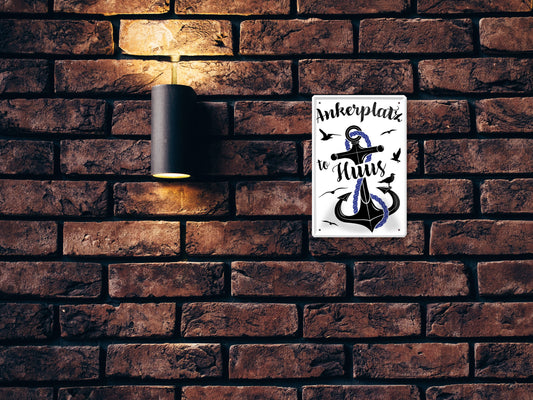 Blechschild ''Ankerplatz to Huus (Anker, Möwen)'' 20x30cm