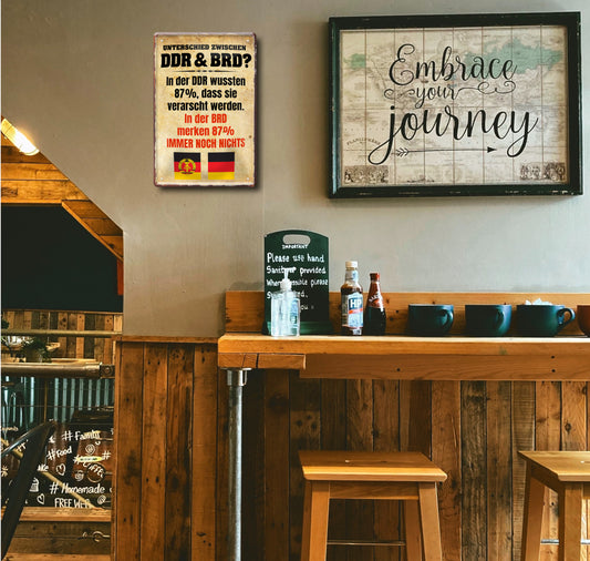 Blechschild ''Unterschied zwischen DDR & BRD'' 20x30cm