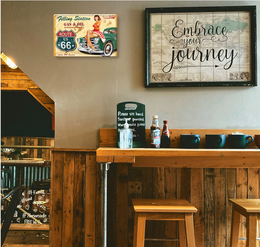 Blechschild ''Filling Station Gas&Oil Route 66'' 20x30cm